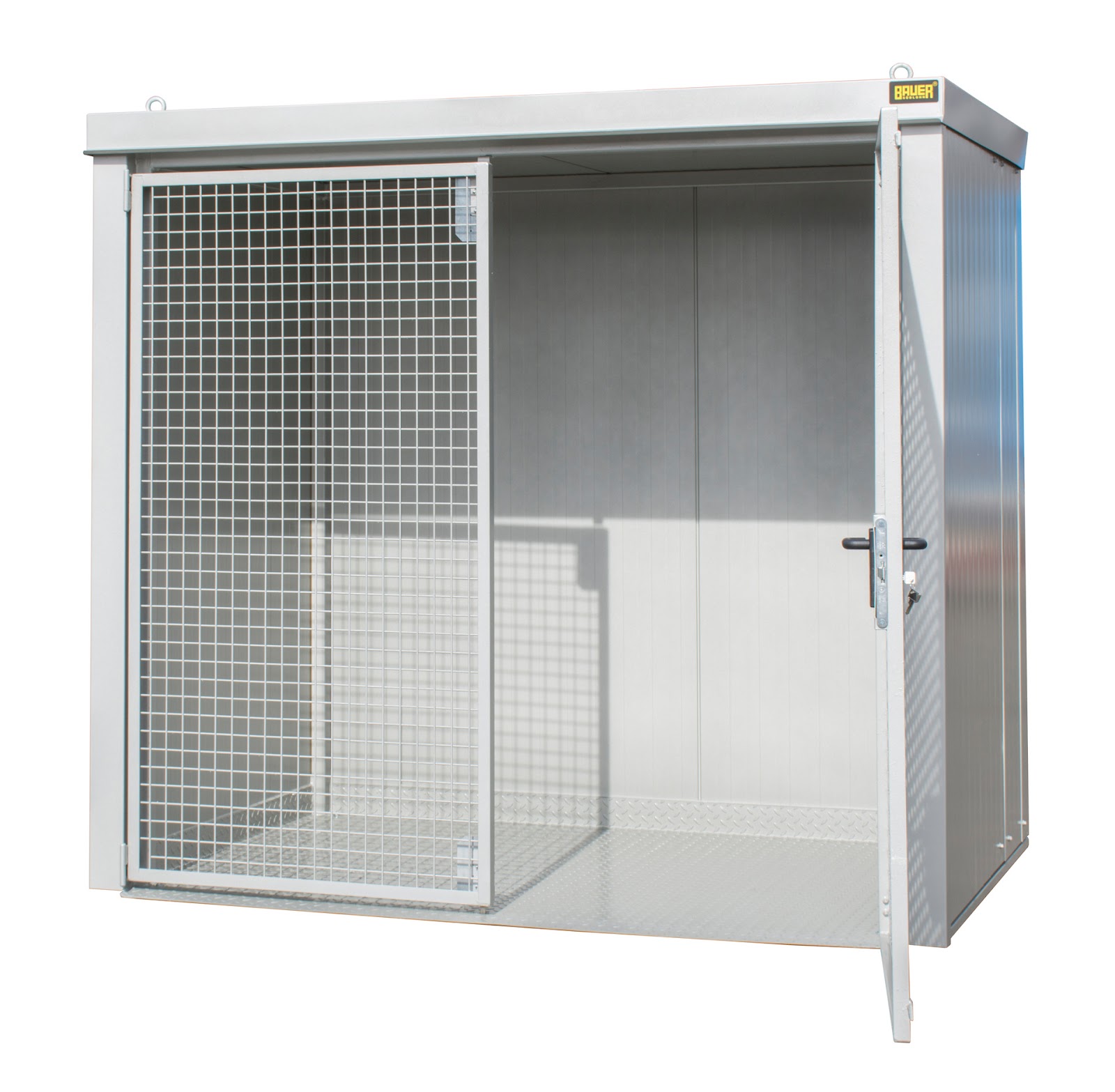 Gasflessen-container GFC-B M3, gelakt, Grijswit