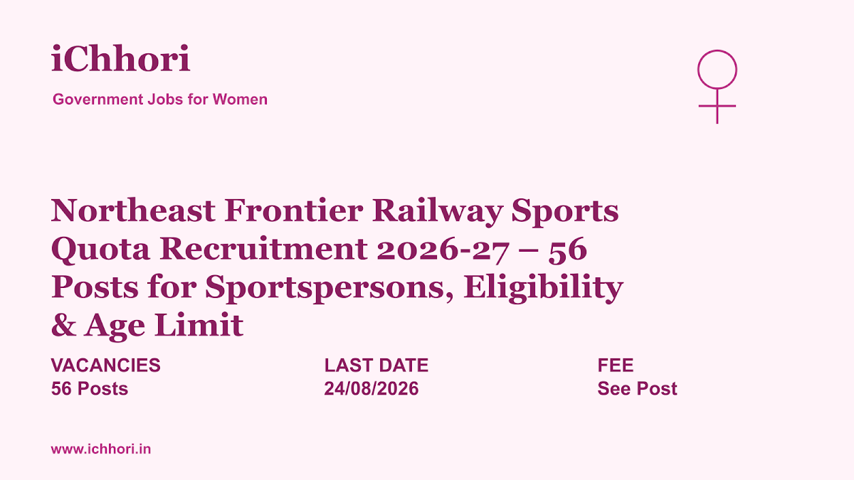 Northeast Frontier Railway Sports Quota Recruitment 2026-27 – 56 Posts for Sportspersons, Eligibility & Age Limit - iChhori