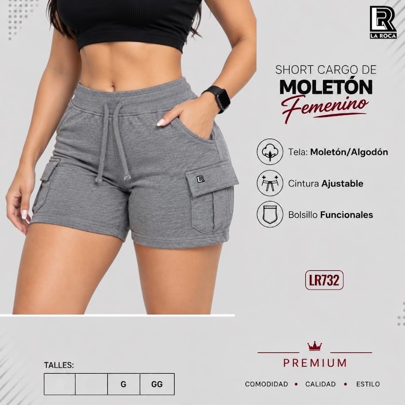 Short cargo de moletón dama · foto 2