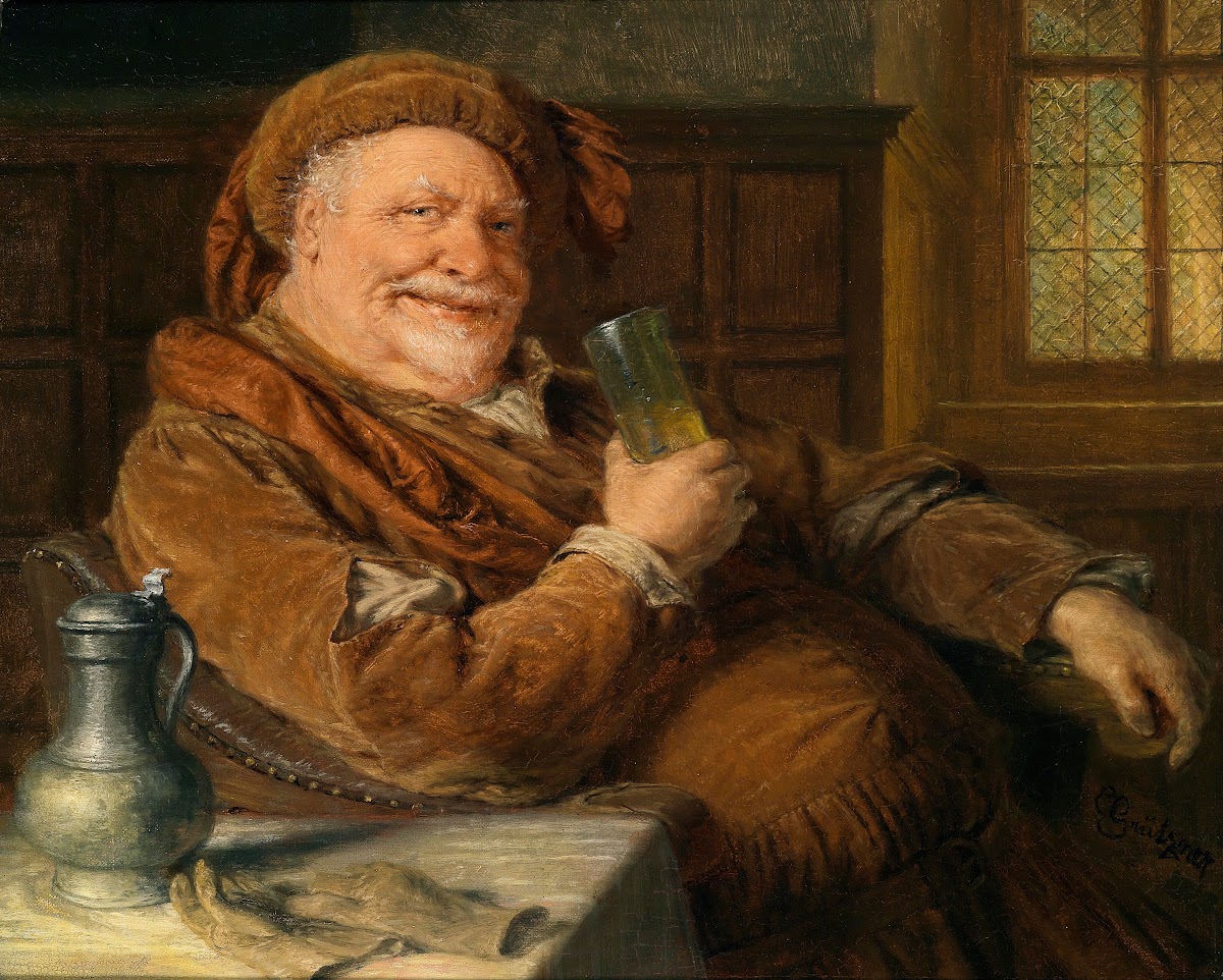 Falstaff Mit Zinnkanne Und Weinglas