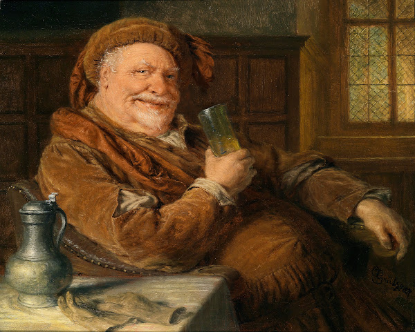 Falstaff Mit Zinnkanne Und Weinglas