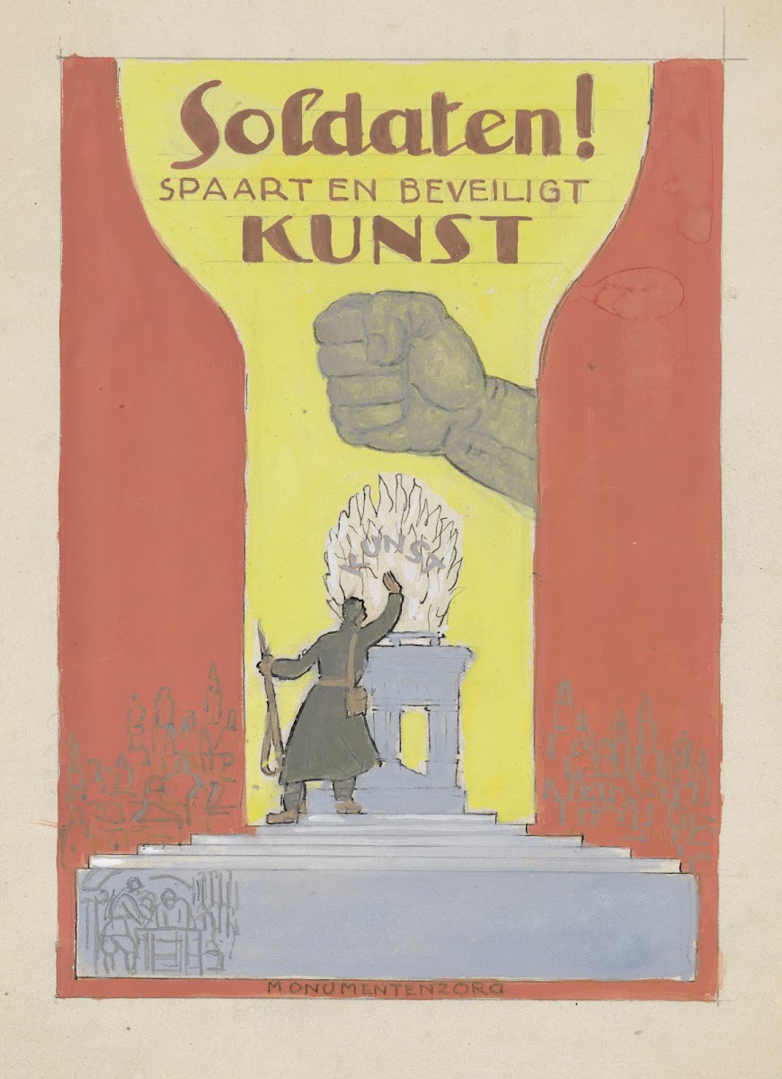 Soldaten Spaart en beveiligt kunst 1939