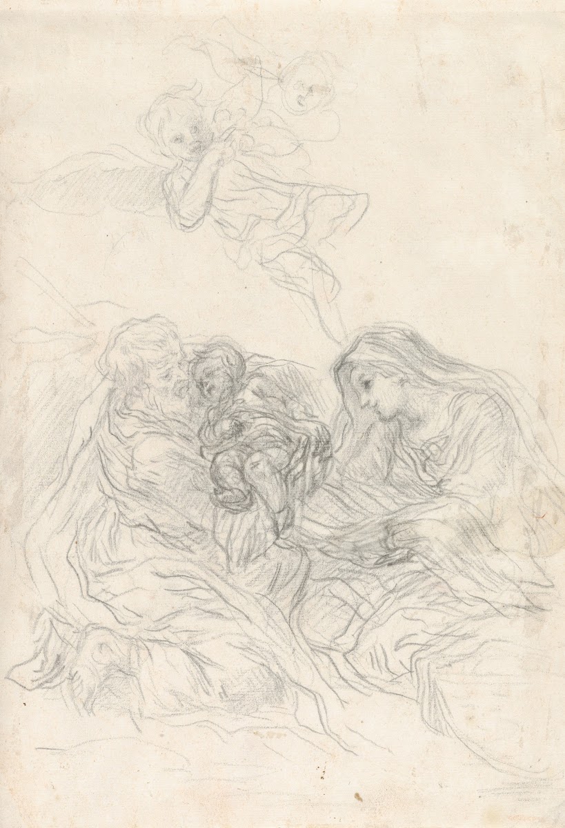 Holy Family with Two Flying Angels ca 1640