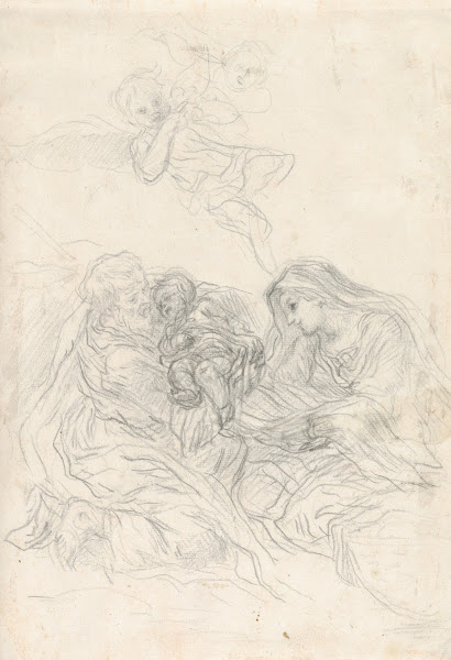 Holy Family with Two Flying Angels ca 1640