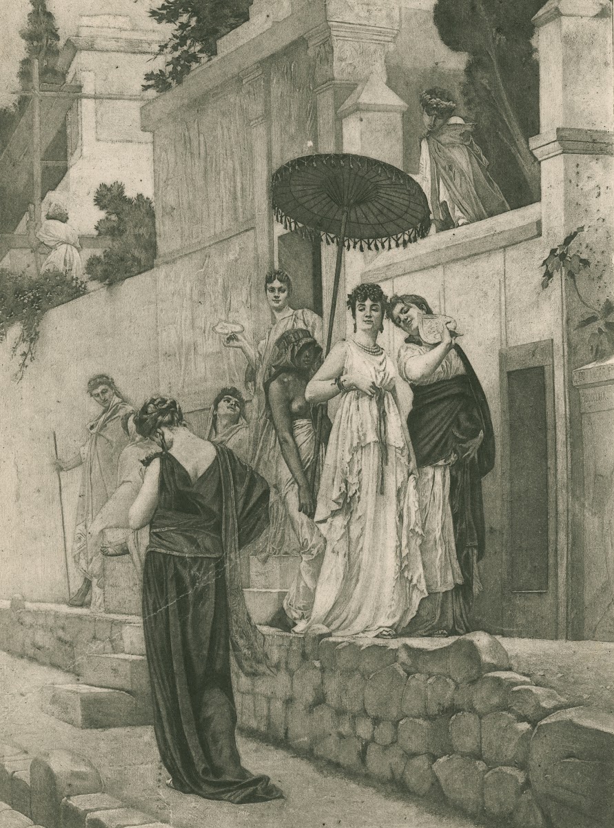 A promenade in the Street of the Tombs Pompeii 1883