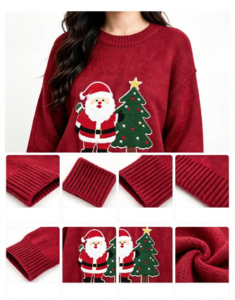 Christmas Knitted Sweater with Jacquard Pattern