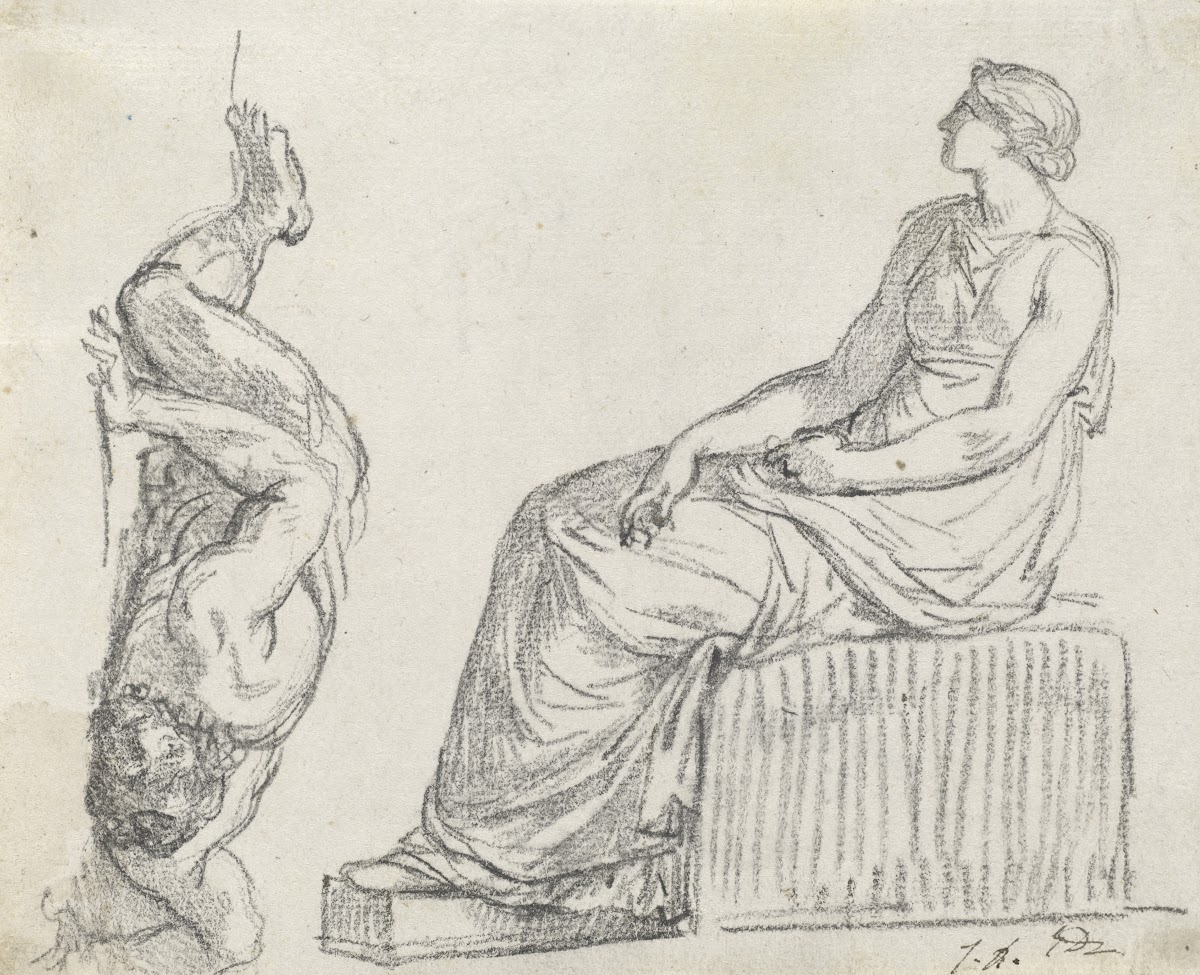 Seated Woman and Man Sprawling on the Ground 1775 80