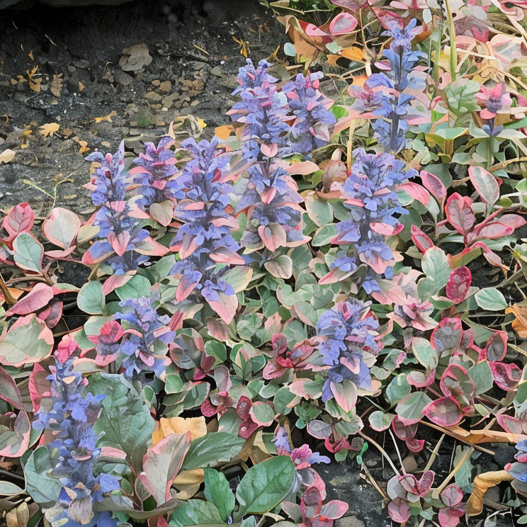 Ajuga reptans 'Burgundy Glow' tappeto erboso colorato in ombra