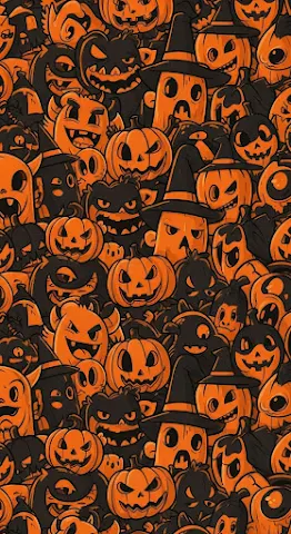 Halloween Orange Black Monsters