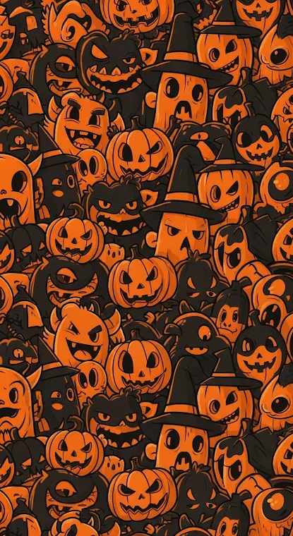 Halloween Orange Black Monsters