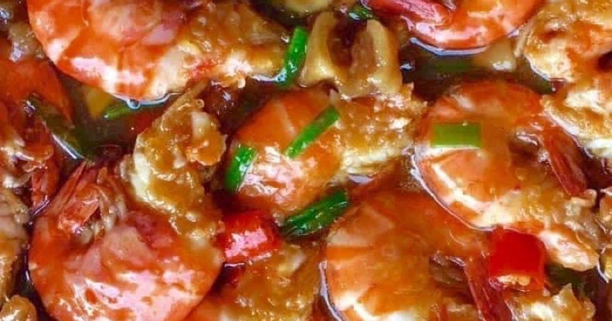 Tôm rim tóp mỡ