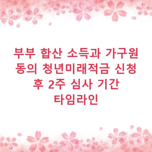 부부 합산 소득과 가구원 동의 청년미래적금 신청 후 2주 심사 기간 타임라인