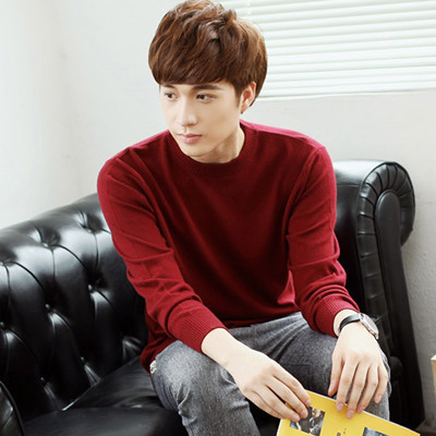 Men's knit sweater with V-neck