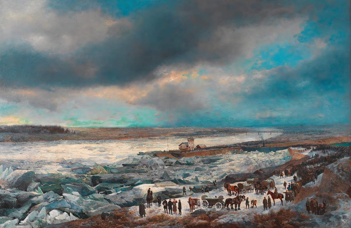 Alexander Bensa Artist Der Donaueisstoß im Jänner 1880 mit dem Sperrschiff 1880
