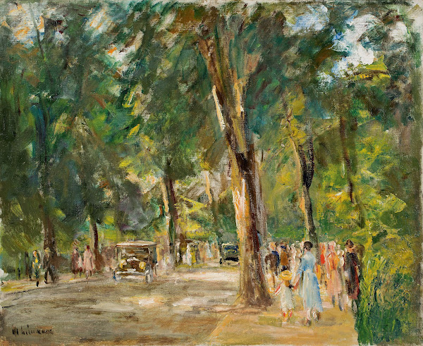 Die Große Seestraße in Wannsee mit Spaziergängern Circa 1926