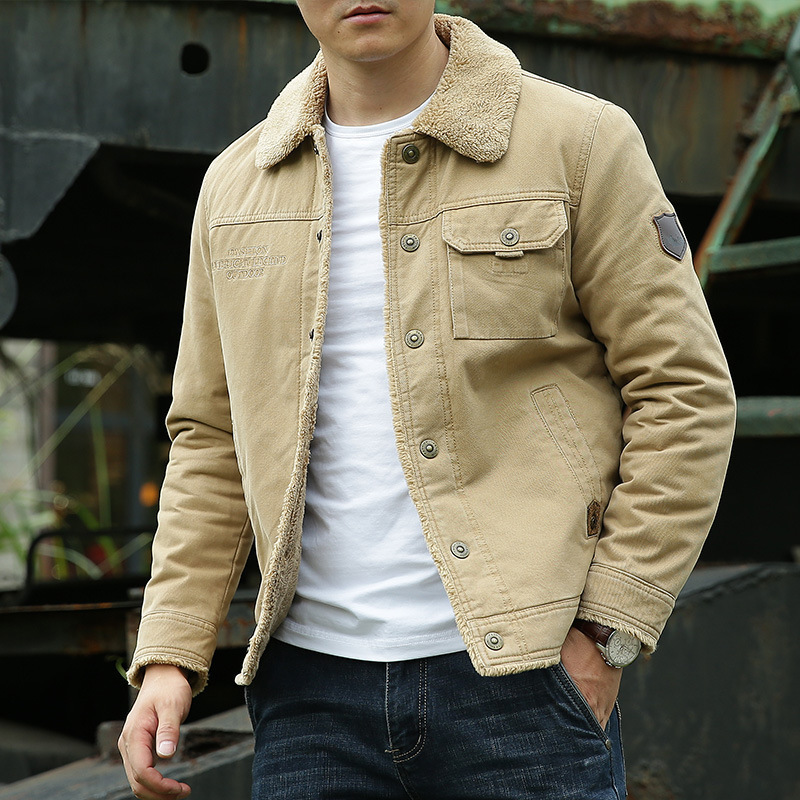 Insulated men's winter jacket, loose fit, embroidered