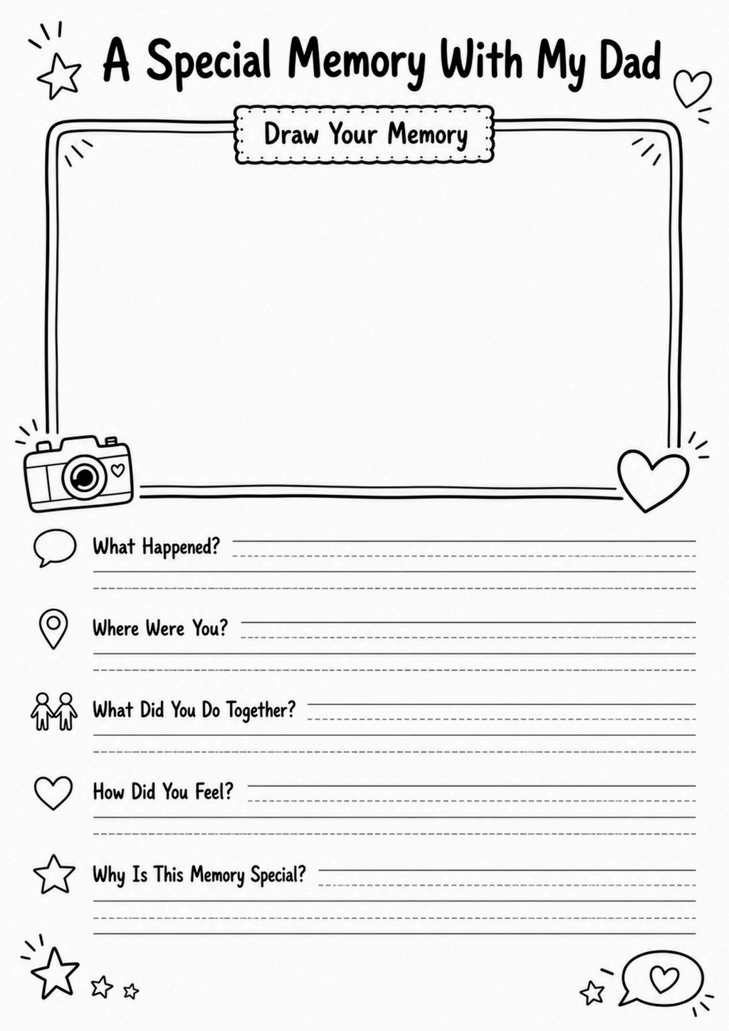 A Special Memory With My Dad Worksheet