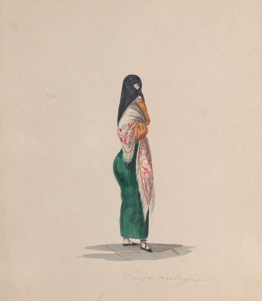 A Woman Wearing The Saya Standing In Profile Ca 1848