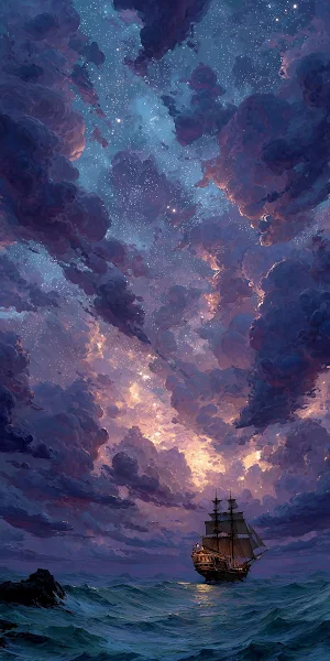 Sailing, Ship, Seascape, Fantasy Art Full HD iPhone Wallpaper Background