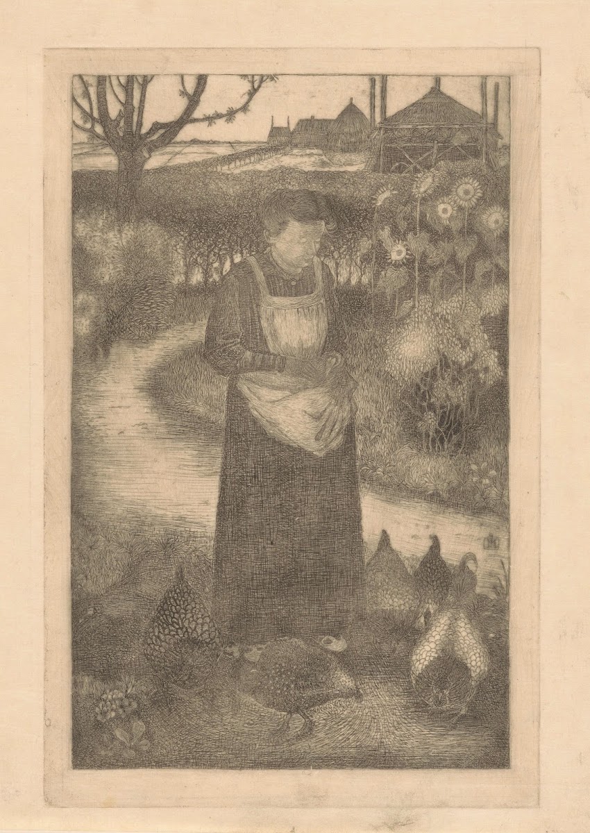 Anne Zernike voert de kippen 1917