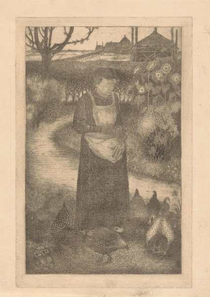 Anne Zernike voert de kippen 1917