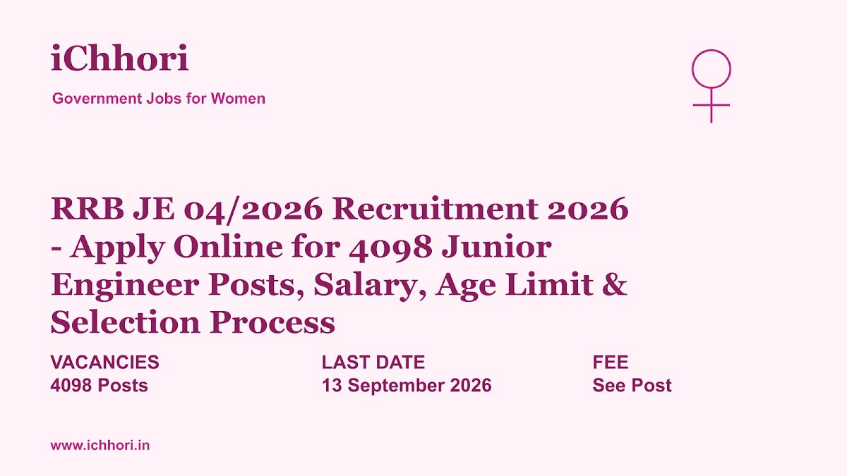 RRB JE 04/2026 Recruitment 2026 - Apply Online for 4098 Junior Engineer Posts, Salary, Age Limit & Selection Process - iChhori
