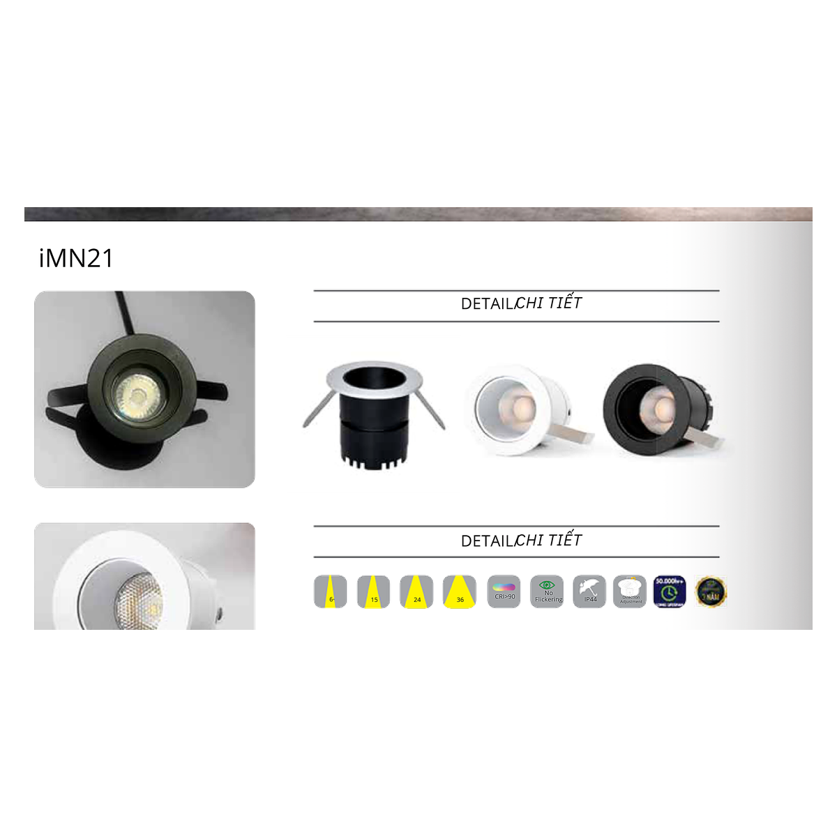 Ảnh quang học chi tiết Đèn LED Âm Trần Downlight Citilight IMN21 lõi Philips Inside