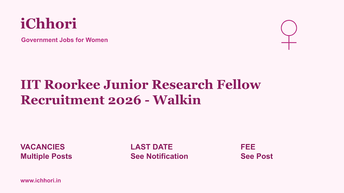 IIT Roorkee Junior Research Fellow Recruitment 2026 - Walkin - iChhori