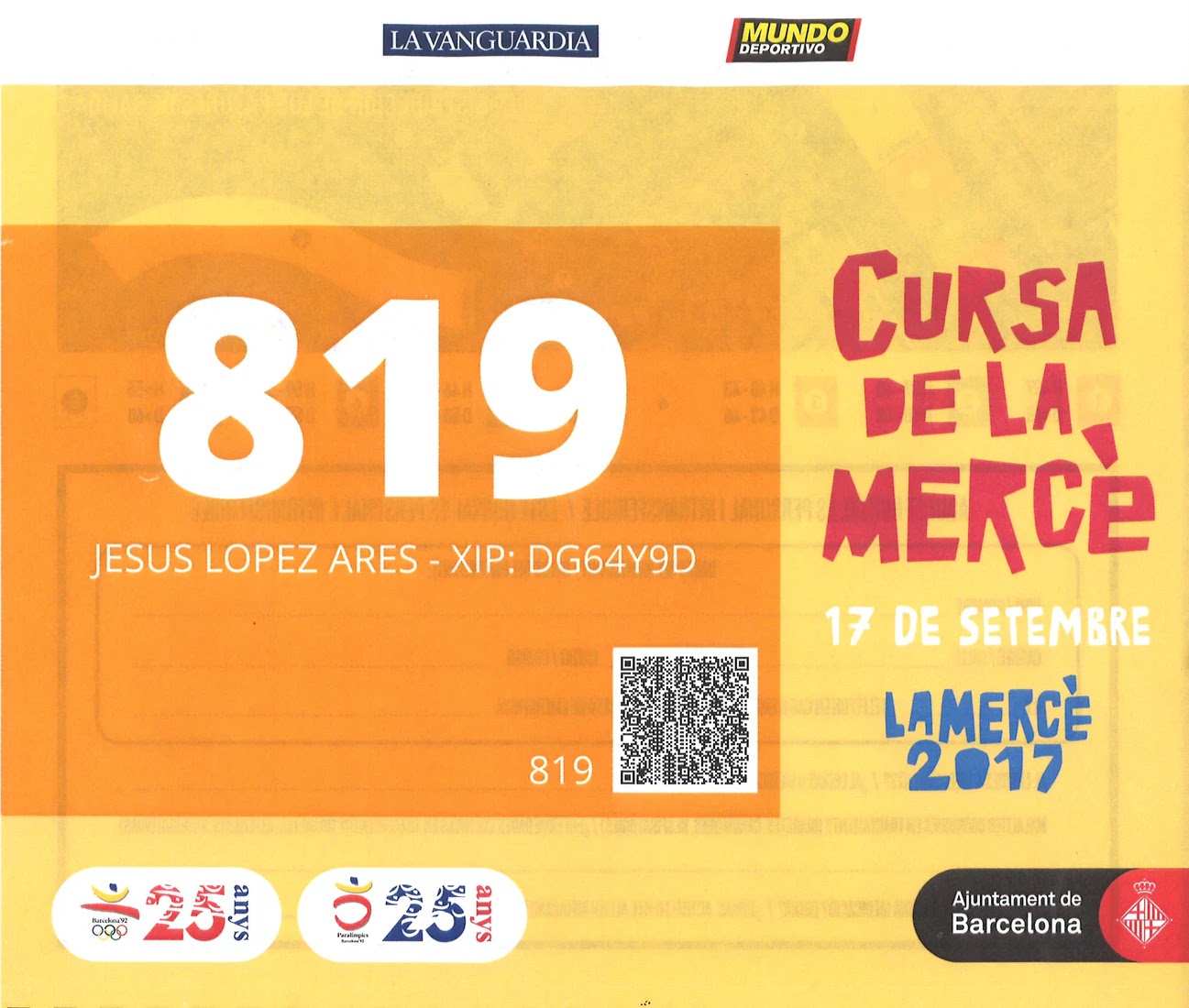 Dorsal de Cursa de La Mercé