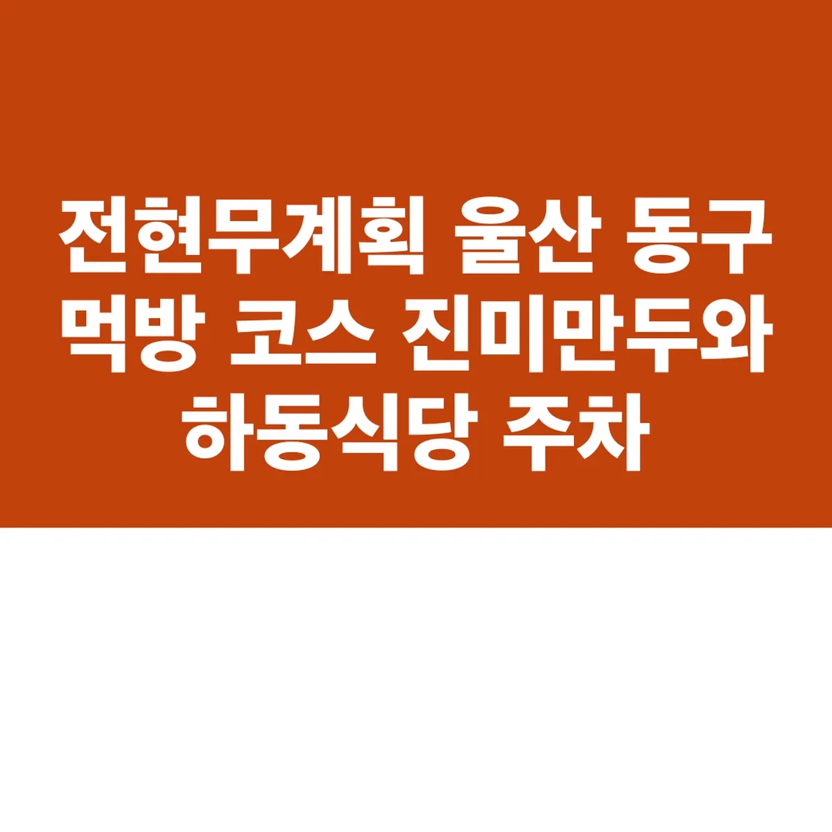 전현무계획 울산 동구 먹방 코스 진미만두와 하동식당 주차
