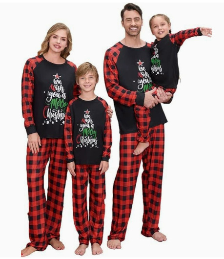 Family Pajama Set with Check Pattern