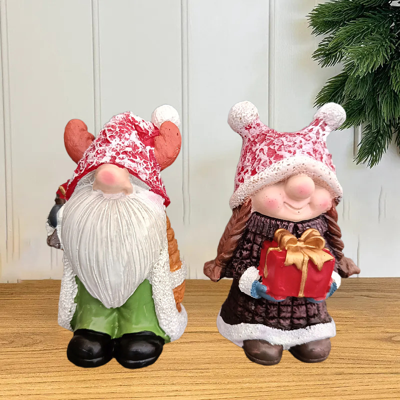 Christmas gnome with hat, resin figure