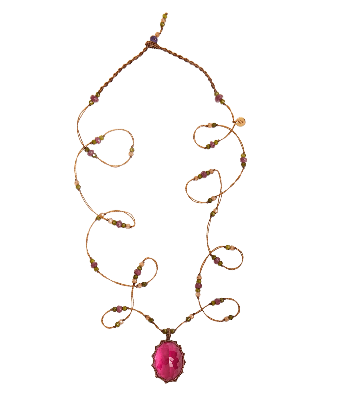 Тибетское колье Индийский розовый кристалл