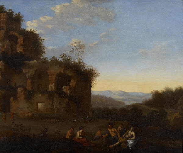 Italian Landscape with Figures 17th 18th century