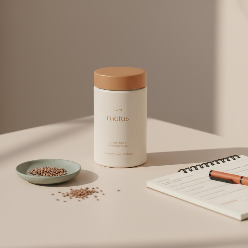 Tonum Motus bottle beside milk thistle seeds and clinician notes on a neutral countertop - does milk thistle cleanse the liver research-focused scene