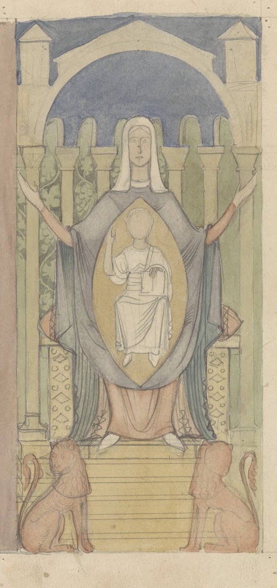 Maria met Christuskind zittend op de troon van Salomo c 1869   c 1925