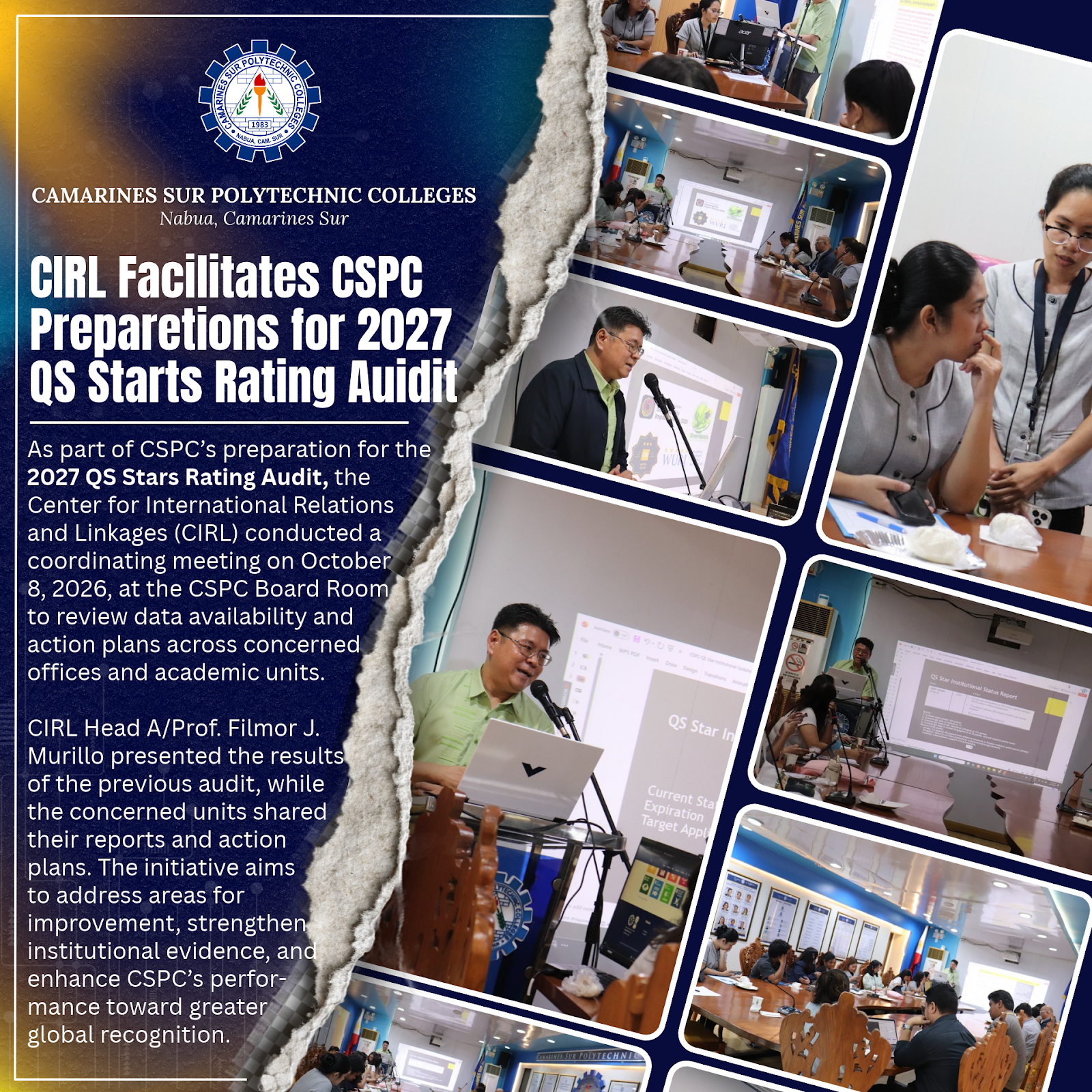 CSPC gears up for 2027 QS Stars Rating Audit