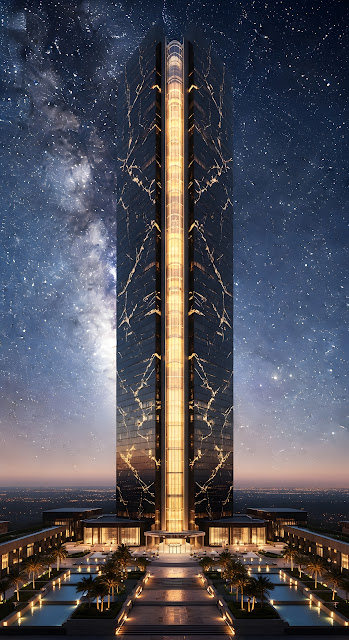 Luxury Skyscraper Under Milky Way Night Sky - Free mobile Wallpaper
