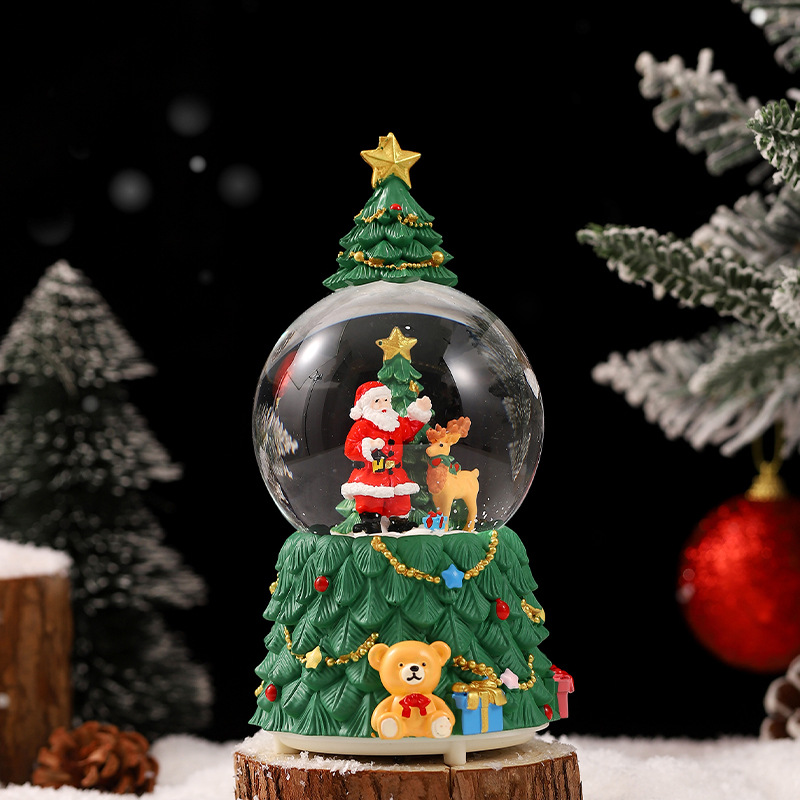 Weihnachtliche Schneekugel mit Musik und Licht