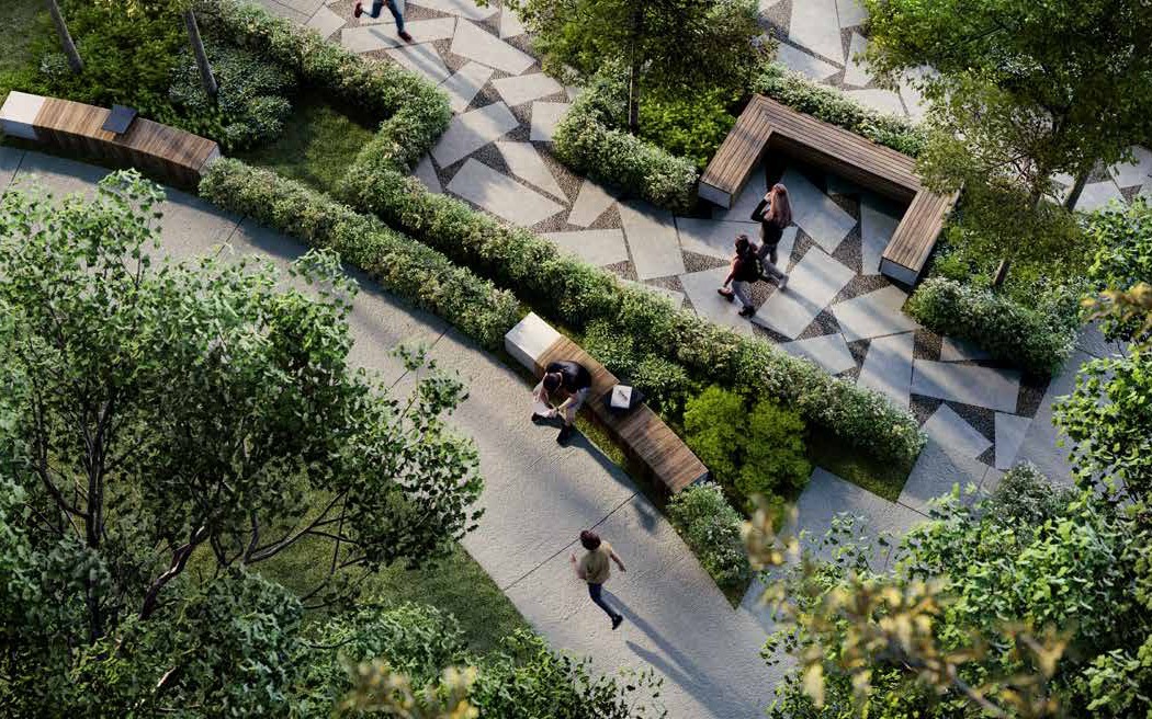 Garden walkway, aerial view, artist's impression