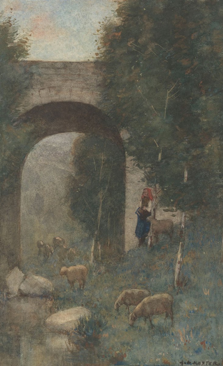 Herderin met schapen bij een viaduct 1869   1937