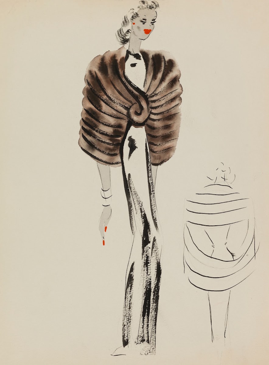 Cape brune travaillée en bandes 1938