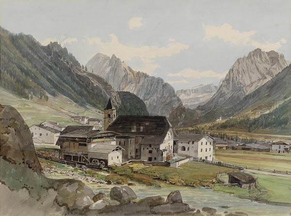 Bergdorf mit einer Kleinindustrieanlage