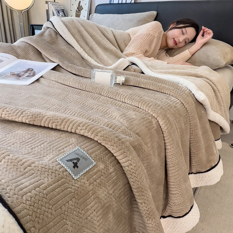 Double-layer milk fiber fleece blanket, cozy and warm