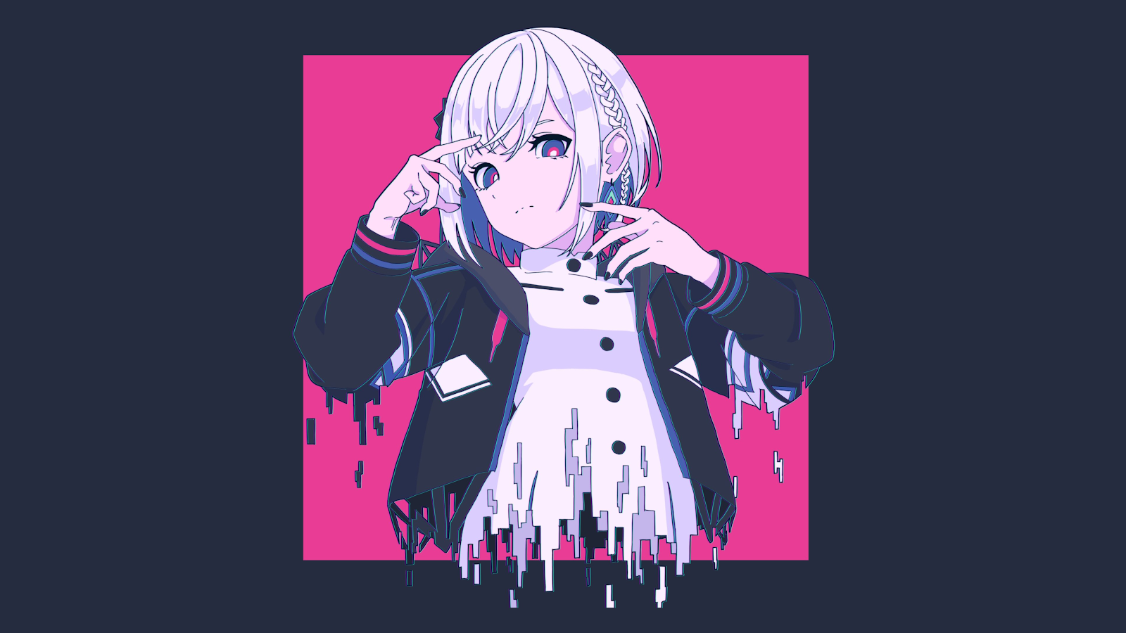 Glitch Art Anime Girl - Anime Vector Art 4K Wallpaper (3840x2160)