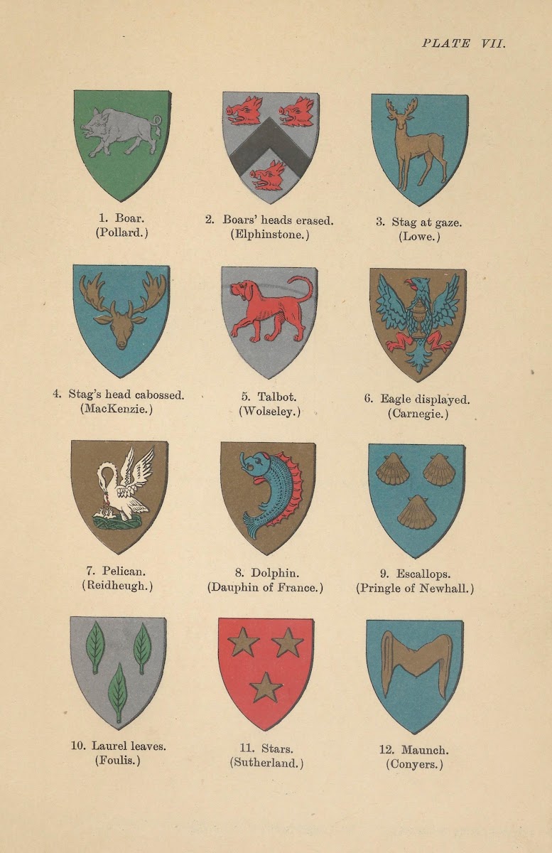 Charges Boar Deer Dog Eagle Pelican Dolphin Escallop LeavesStars Maunch 1912