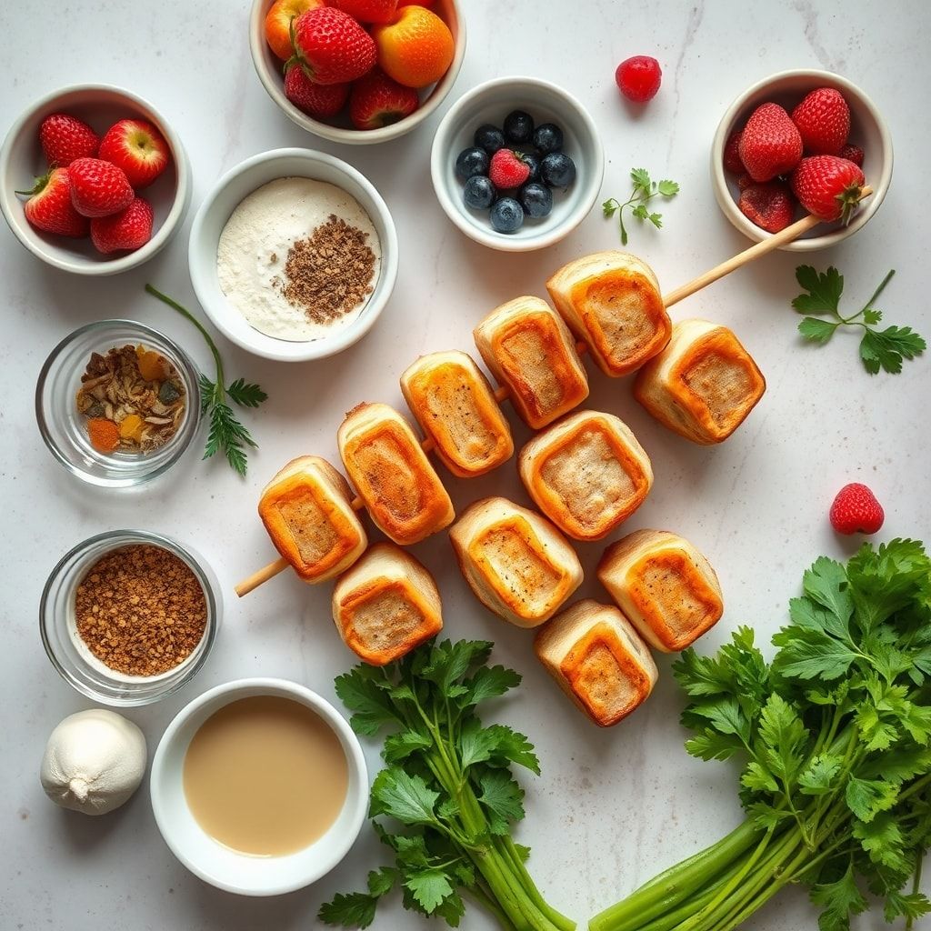 Ingredients for Easy Cinnamon Roll Breakfast Skewers With Fresh Fruit – 30-Minute Family Favorite