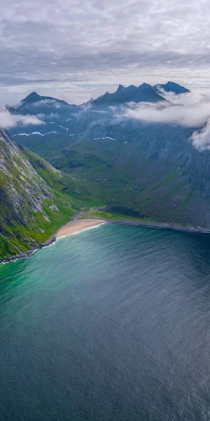 Lofoten Islands, Norway, Aerial View, Scenic Landscape 8K Wallpaper Background