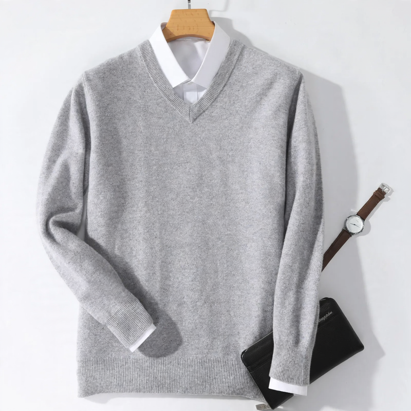 Men's Wool Sweater with V-neck