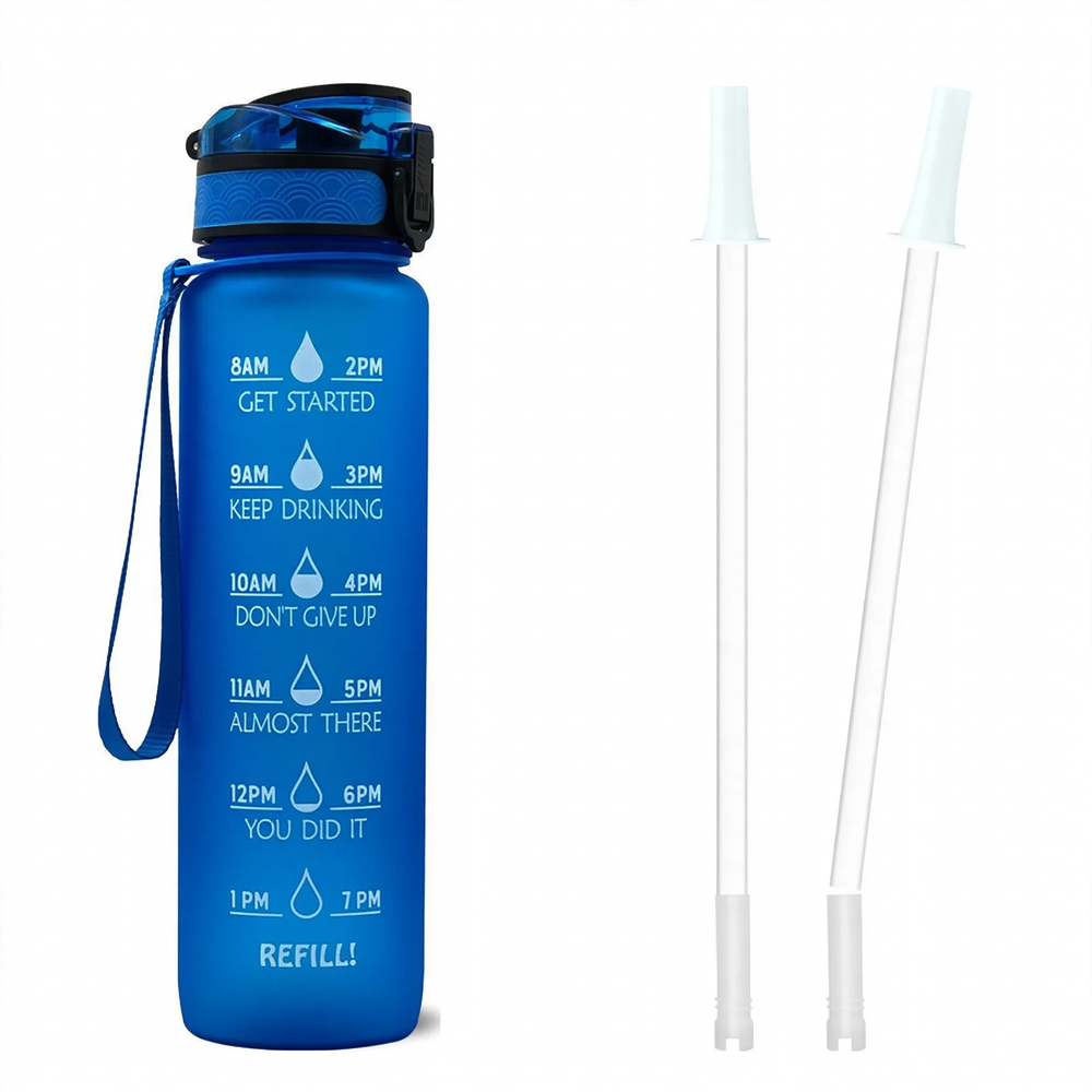 Sportflasche mit Motivationsskala, 1 L, Tritan